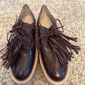 Zara brogue flat loafers with tassel laces
